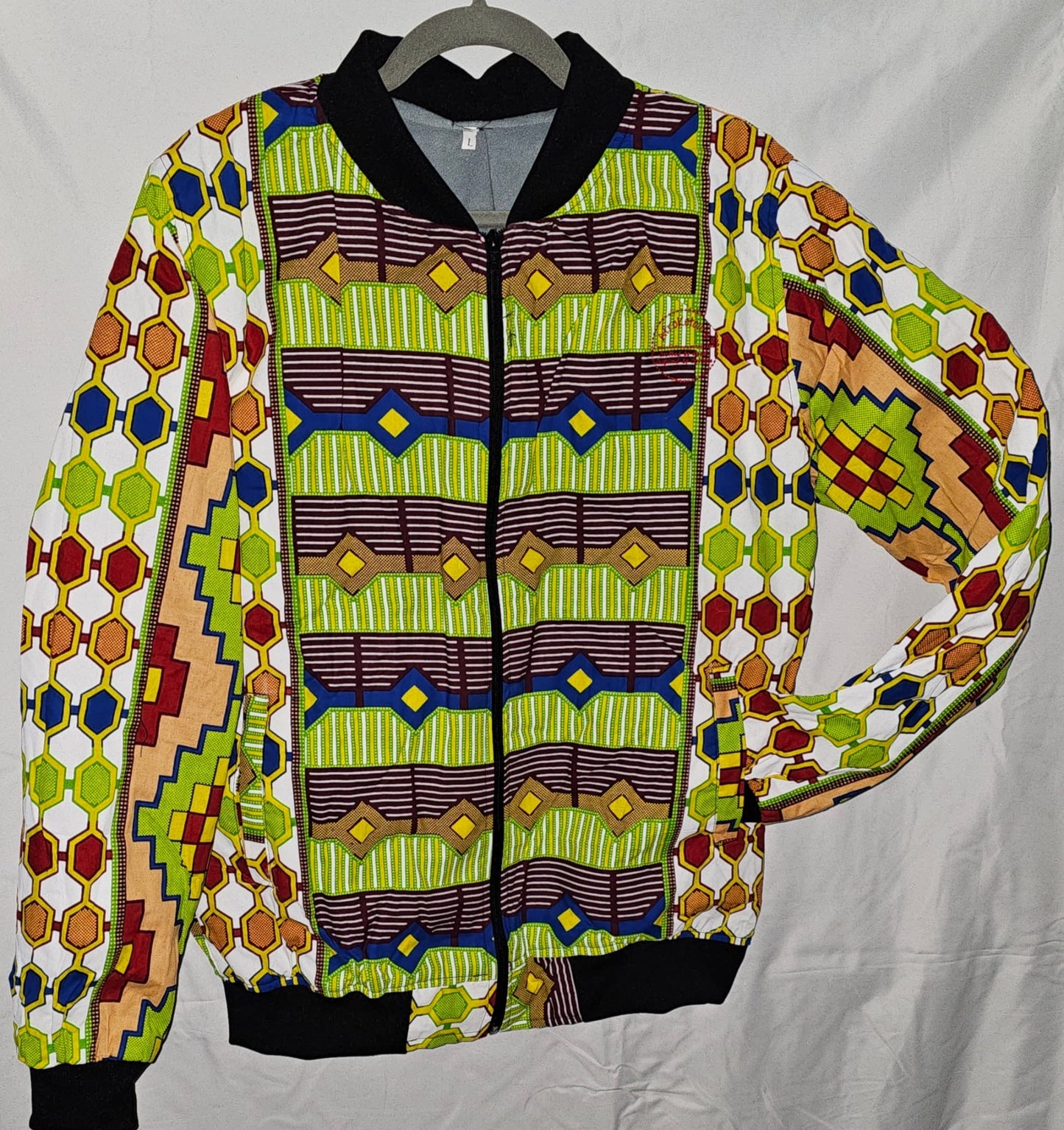 Fleece-Lined Ankara Bomber Jacket