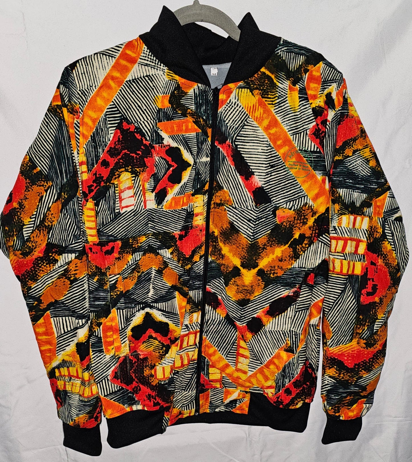 Fleece-Lined Ankara Bomber Jacket