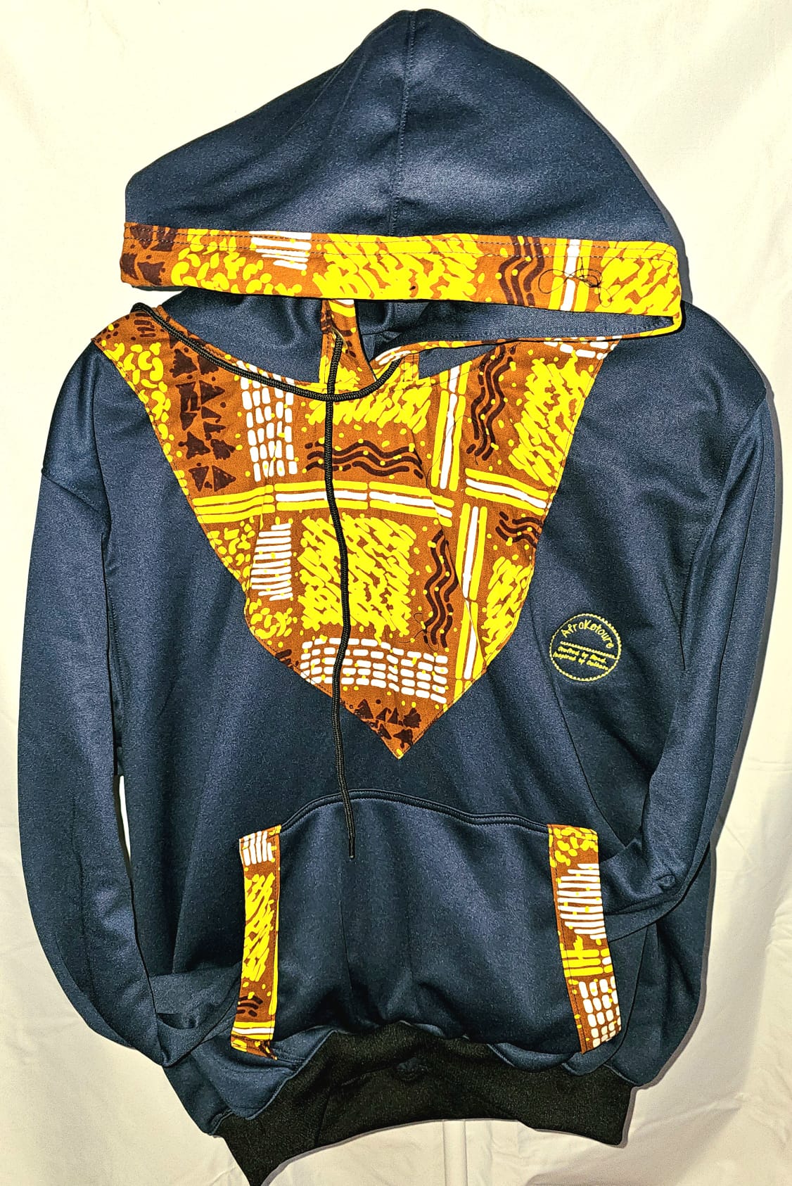 Navy Ankara-Accent Hoodie