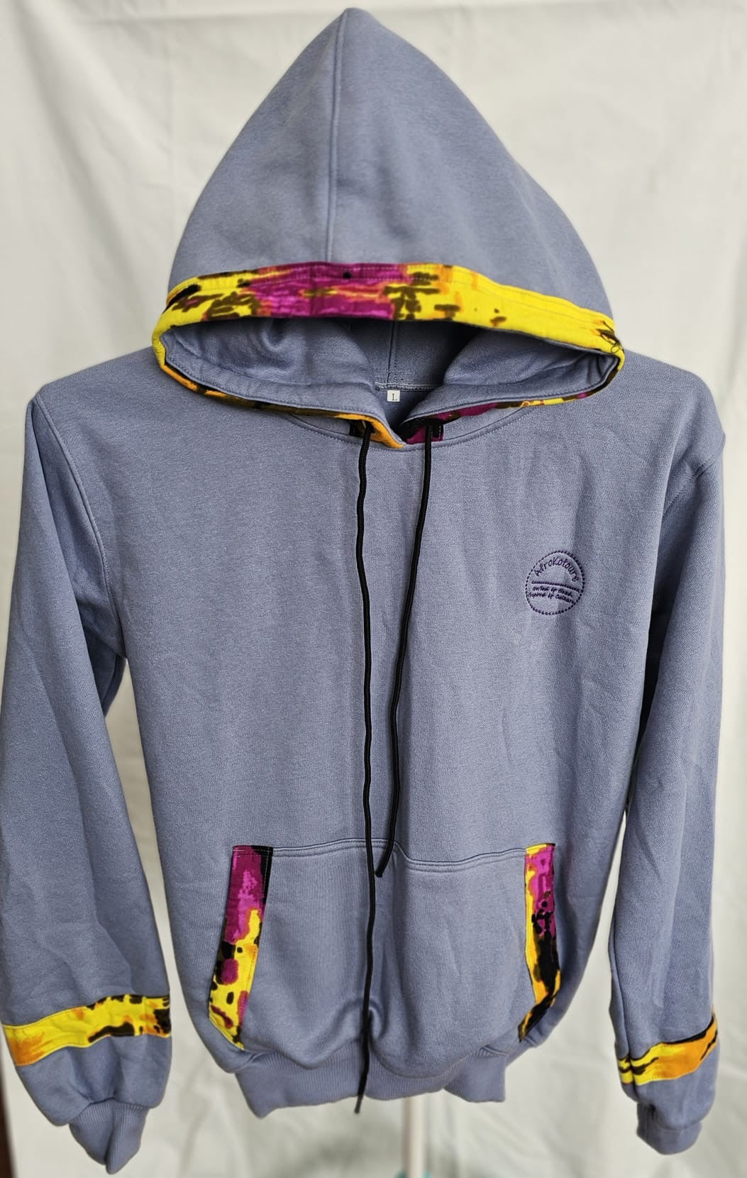 Light Blue Ankara-Accent Hoodie