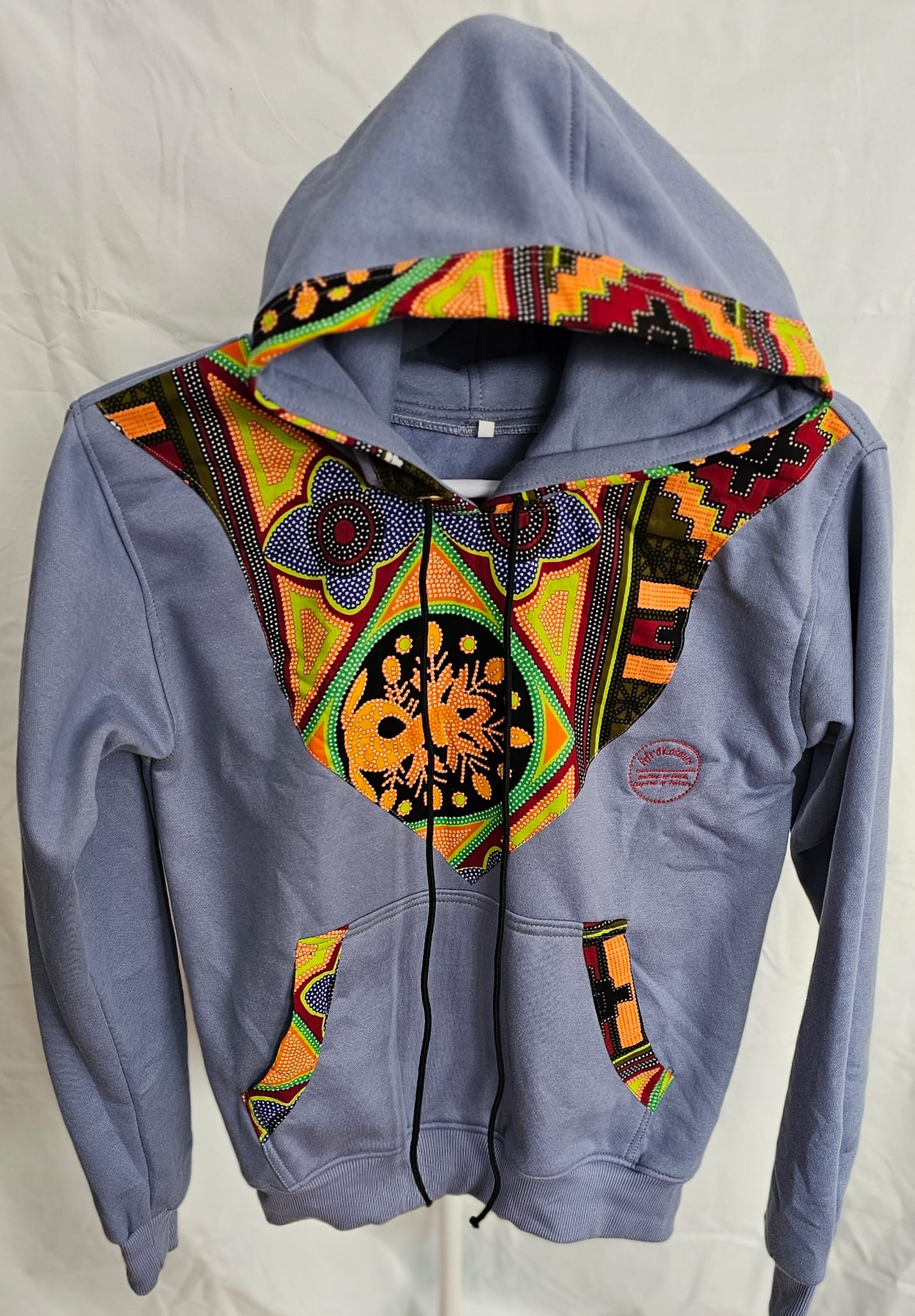 Light Blue Ankara-Accent Hoodie