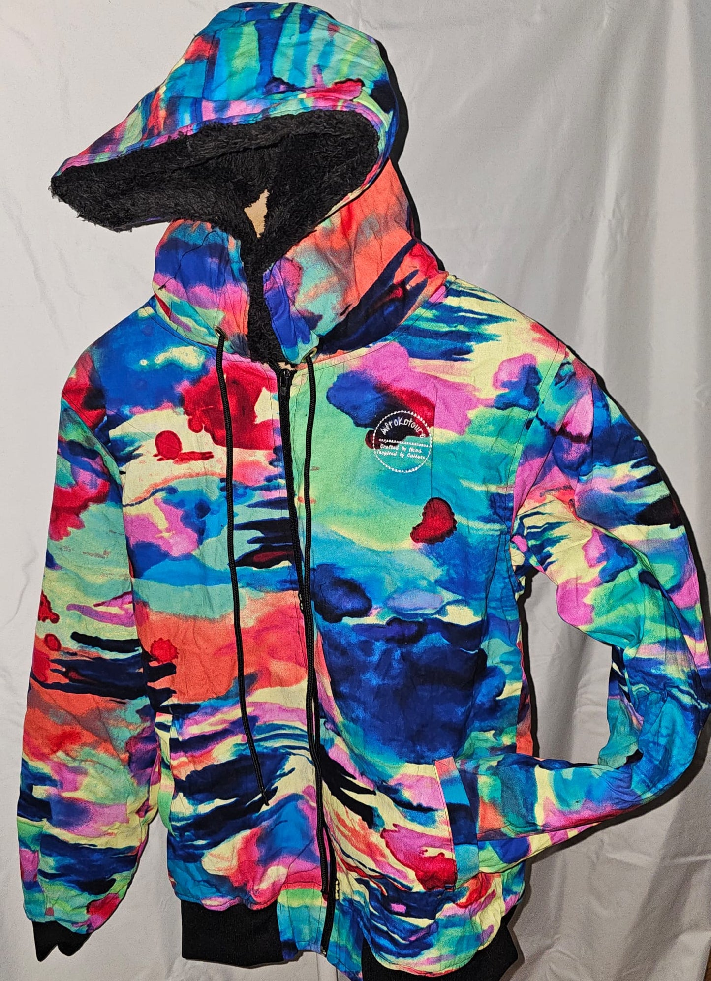 Fleece-Lined Ankara Hoodie
