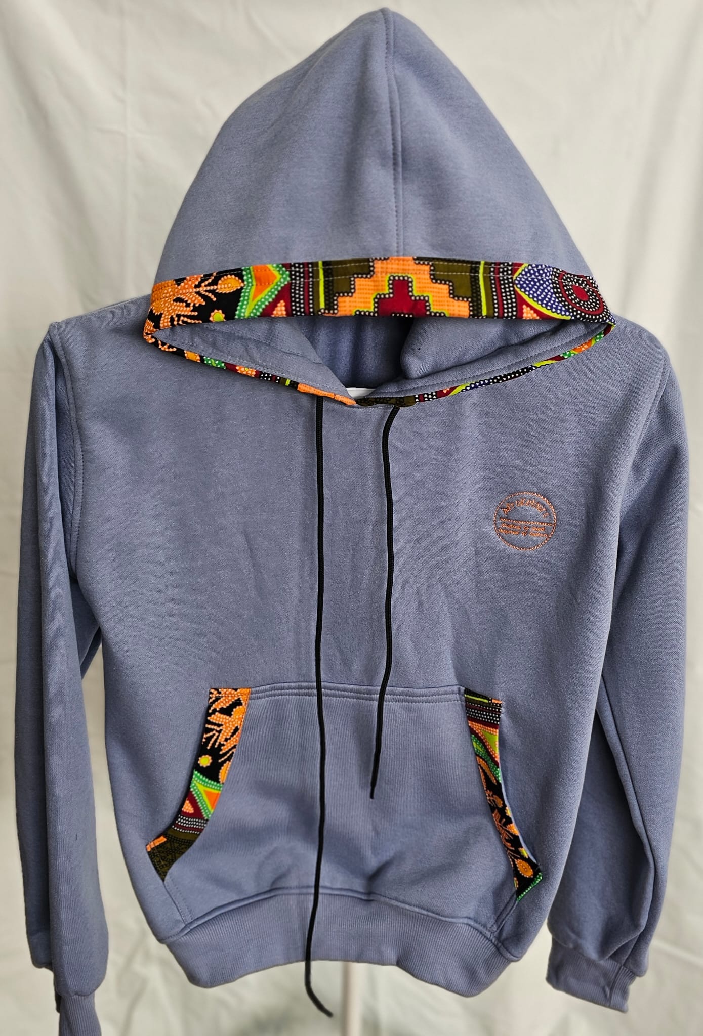 Light Blue Ankara-Accent Hoodie