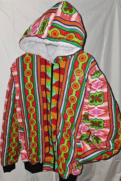 Fleece-Lined Ankara Hoodie