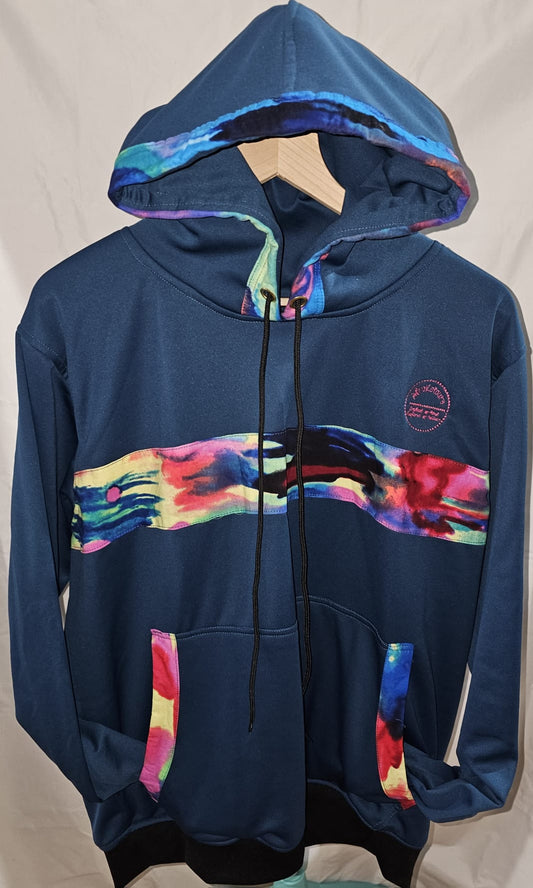 Navy Ankara-Accent Hoodie